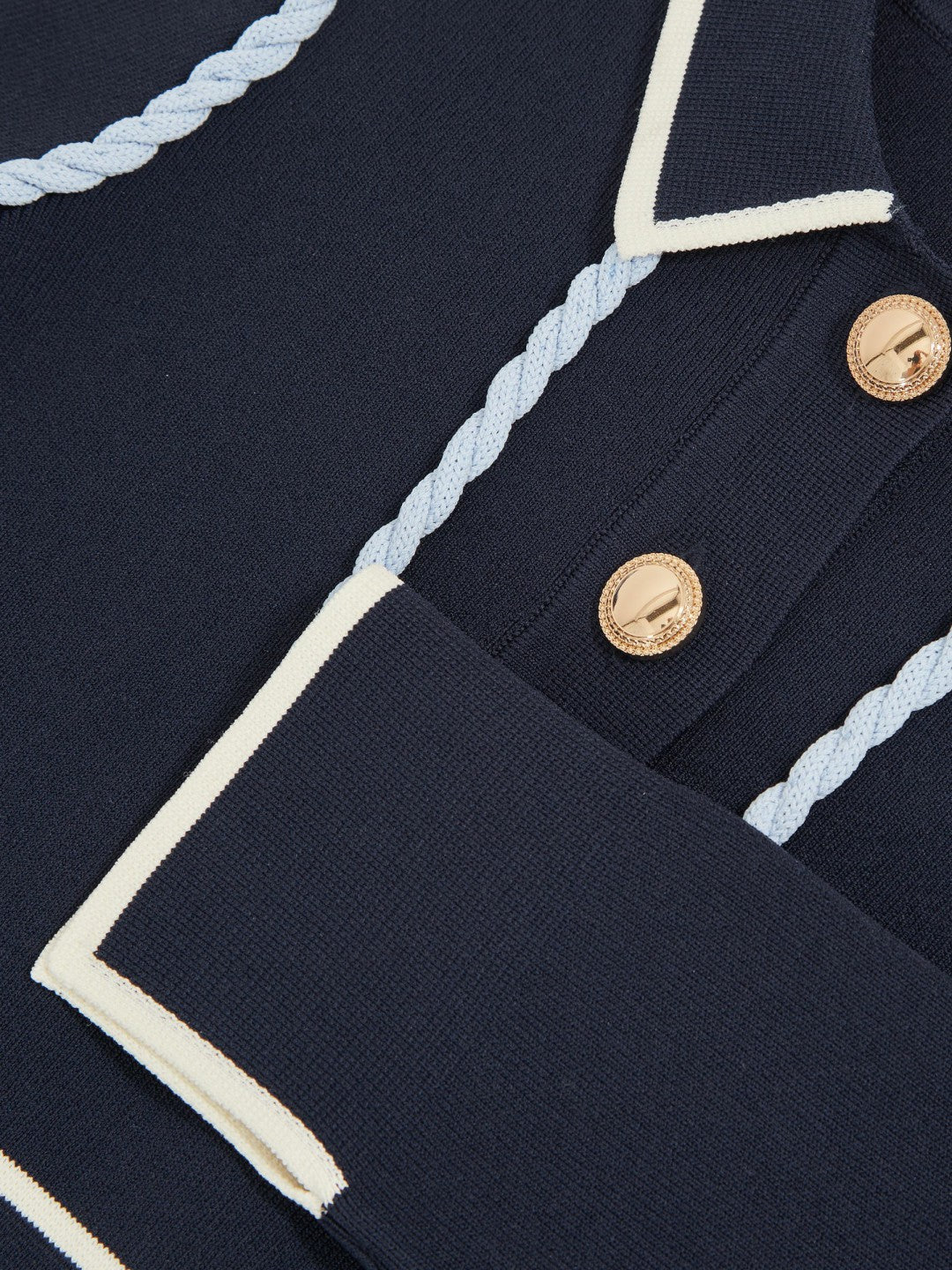 Reiss 9-13 yrs Piped Knitted Skater Dress in Navy