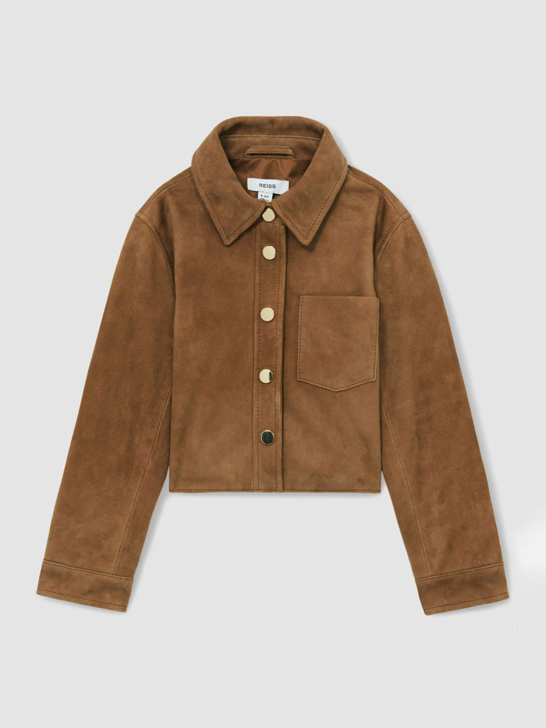 Reiss 9-13 yrs Suede Cropped Jacket in Tan