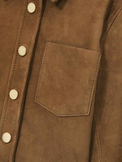 Reiss 9-13 yrs Suede Cropped Jacket in Tan