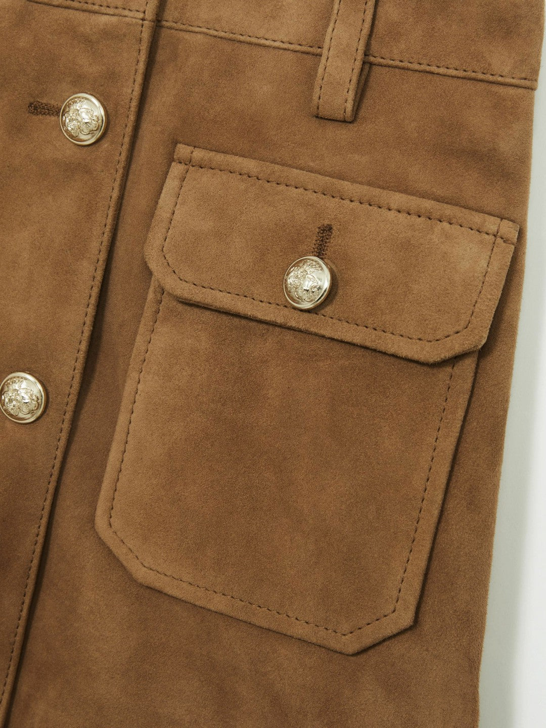 Reiss 9-13 yrs Suede Flap Pocket Skirt in Tan