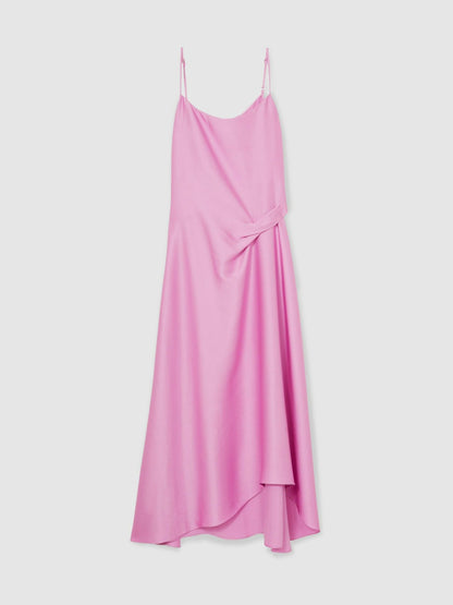 Reiss Satin Drape-Detail Slip Dress in Pink
