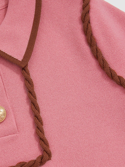 Reiss 9-13 yrs Twist-Piped Knitted Dress in Pink