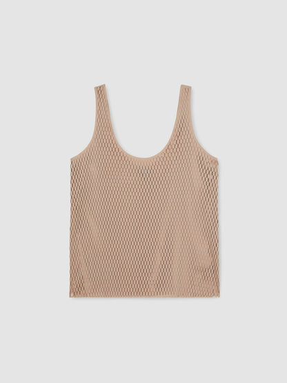 Reiss Atelier Laser-Cut Vest Top in Taupe