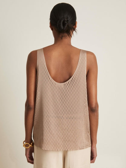 Reiss Atelier Laser-Cut Vest Top in Taupe