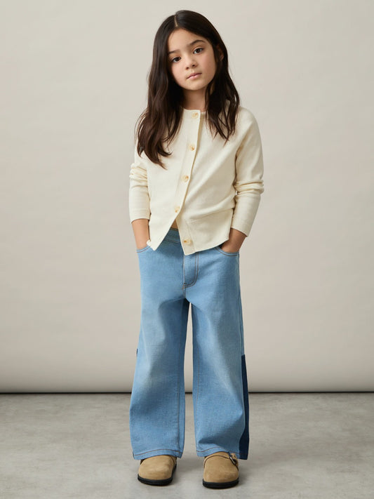 Reiss 4-9 yrs Cotton Crew-Neck Cardigan in Ivory