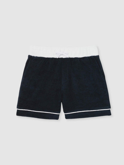 Reiss 3-9 yrs Velour Colour-Block Shorts in Blue Multi