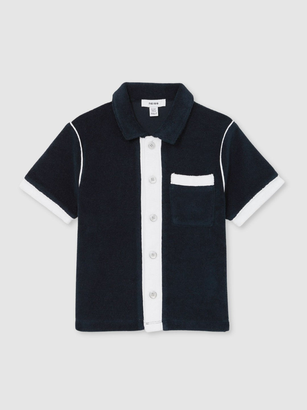 Reiss 9-13 yrs Velour Colour-Block Shirt in Blue Multi