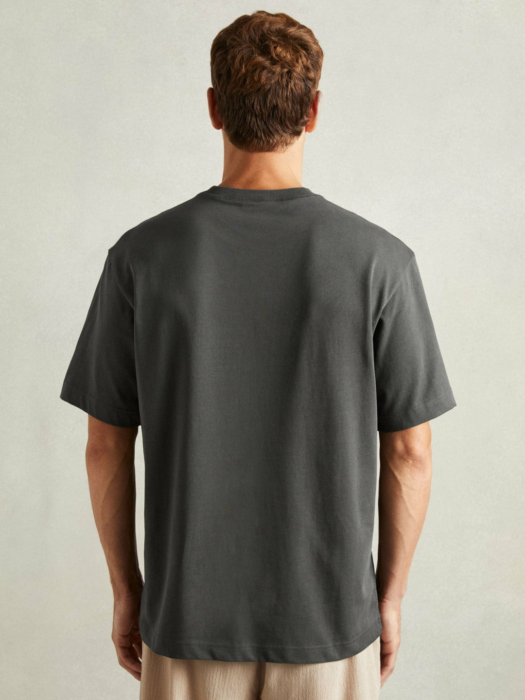 Reiss Cotton Garment-Dyed Oversized T-Shirt in Washed Black