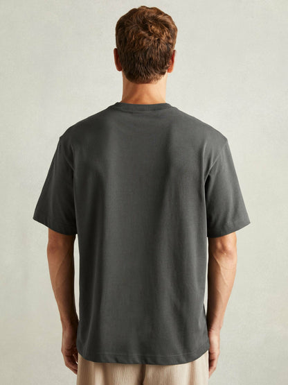 Reiss Cotton Garment-Dyed Oversized T-Shirt in Washed Black