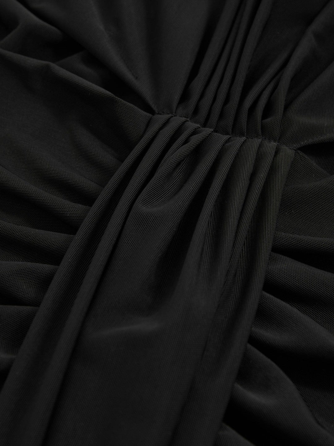 Reiss Sheer Ruched Maxi Dress in Black