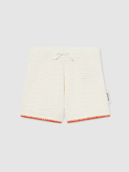 Reiss 9-13 yrs McLaren F1 Team Crochet Shorts in Off White/Orange