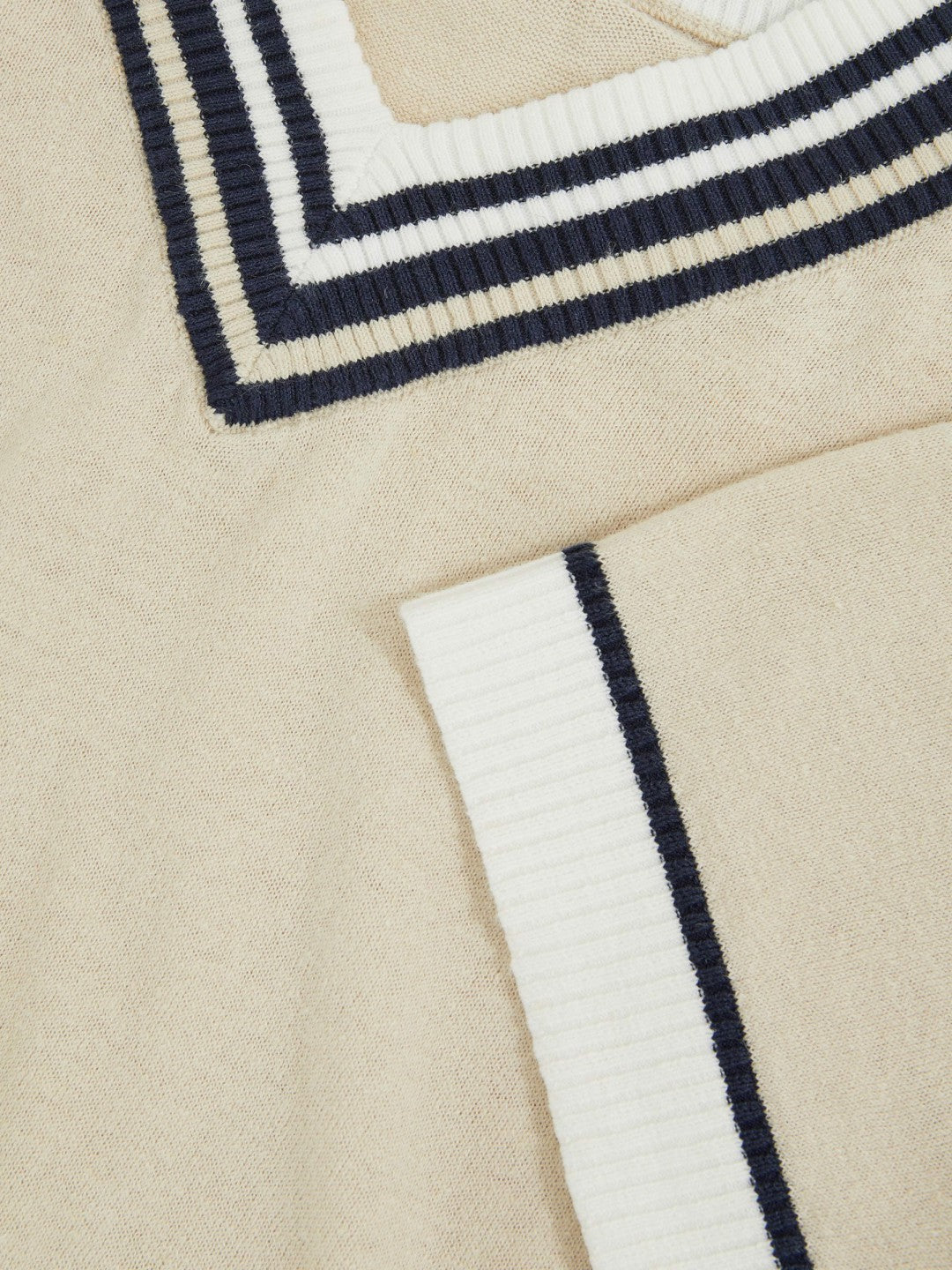 Reiss 9-13 yrs Cotton-Linen Knit V-Neck Cricket Top in Neutral