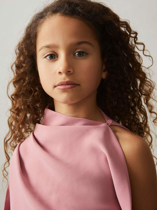 Reiss 9-13 yrs One-Shoulder Draped Dress in Pink