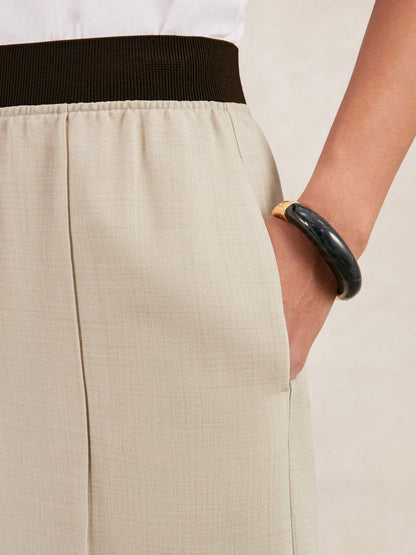 Reiss Wide-Leg Elasticated-Waist Trousers in Neutral