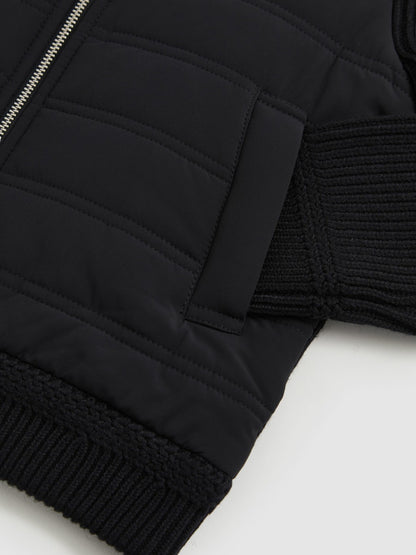 Reiss 9-13 yrs Hybrid Quilt and Knit Zip Through Jacket in Navy