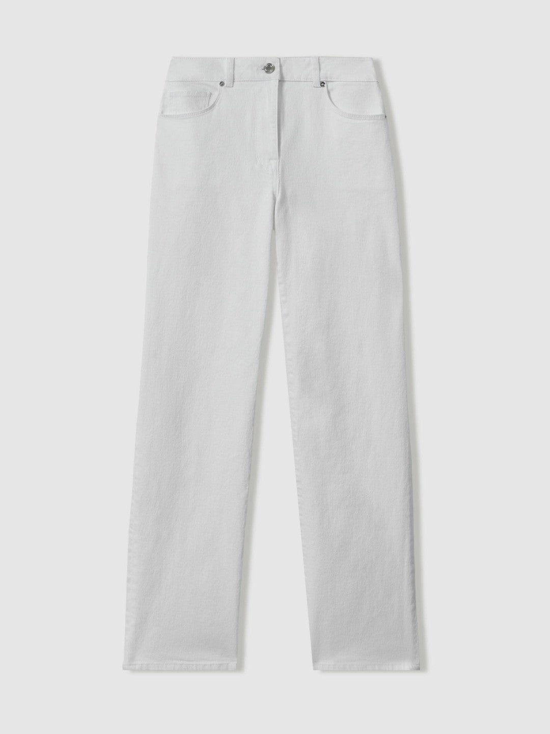 Reiss Petite Mid-Rise Straight-Leg Jeans in White