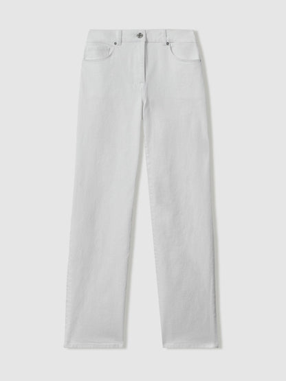 Reiss Petite Mid-Rise Straight-Leg Jeans in White