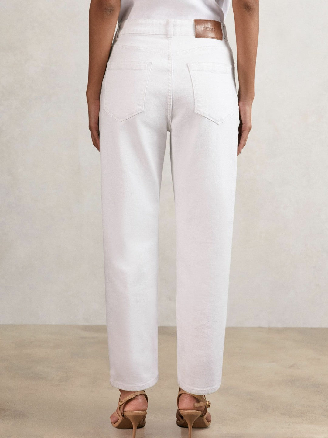 Reiss Petite Mid-Rise Straight-Leg Jeans in White