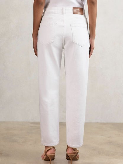 Reiss Petite Mid-Rise Straight-Leg Jeans in White