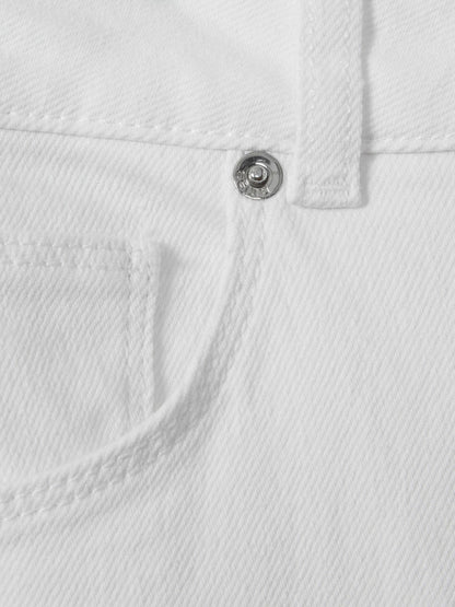 Reiss Petite Mid-Rise Straight-Leg Jeans in White