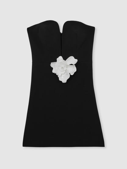 Reiss Halston Strapless Fitted Mini Dress in Black