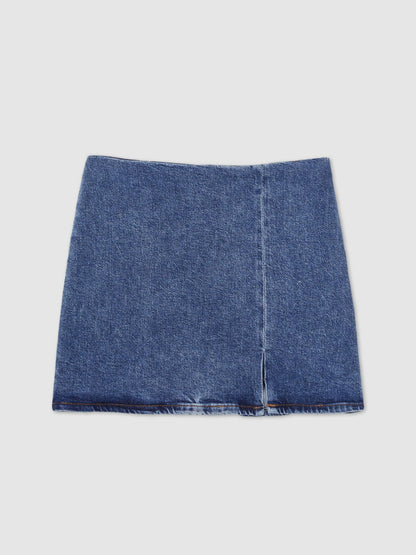 Reiss Denim Mini Skirt in Indigo Blue