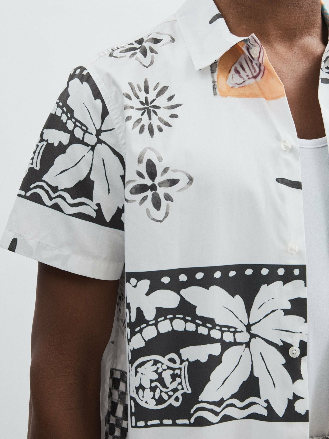 Reiss Les Deux Cotton Graphic-Print Shirt in Ivory Print