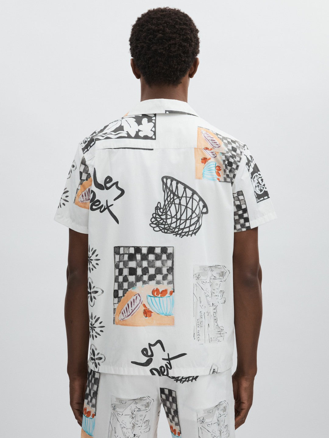 Reiss Les Deux Cotton Graphic-Print Shirt in Ivory Print