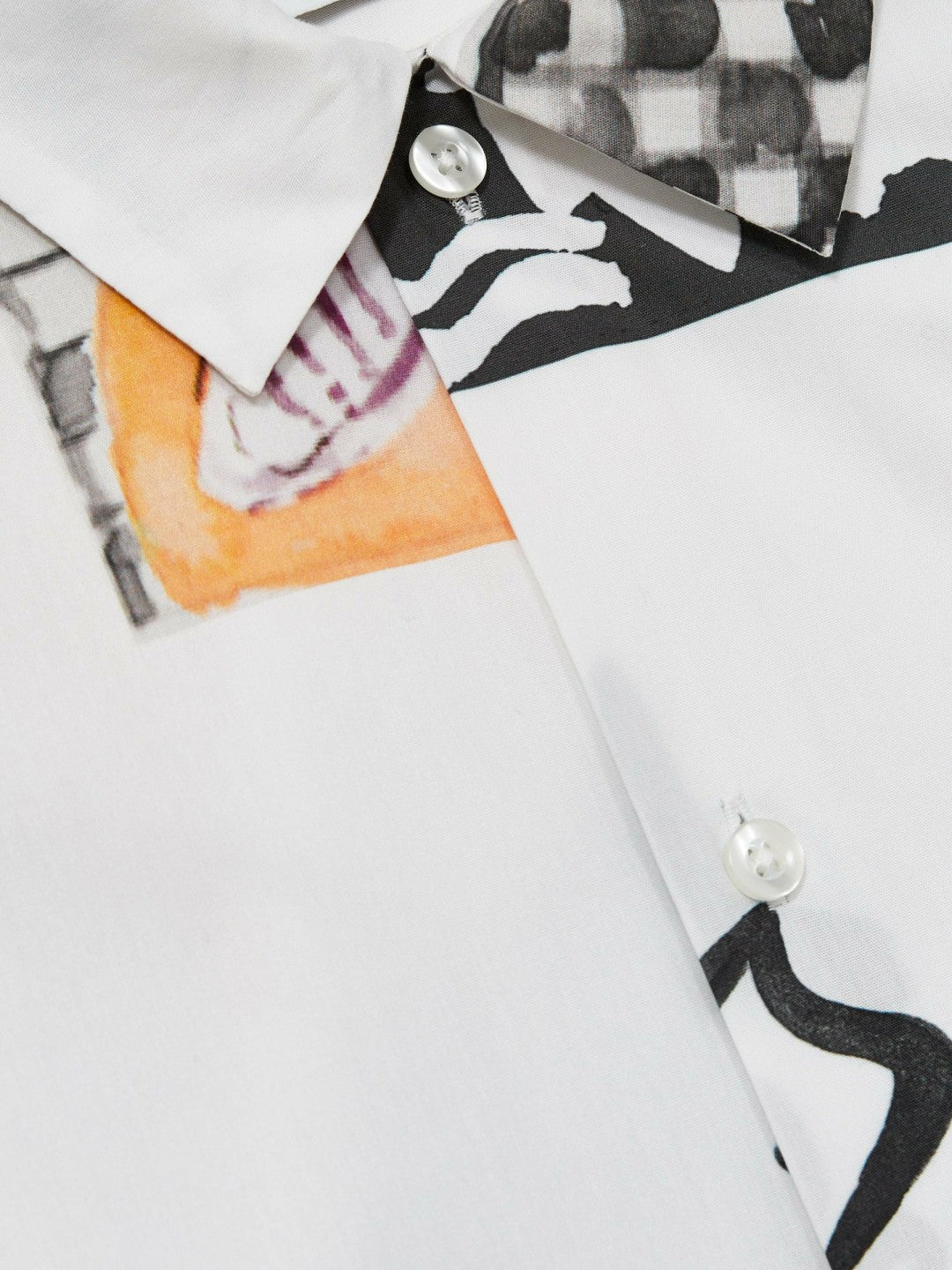 Reiss Les Deux Cotton Graphic-Print Shirt in Ivory Print