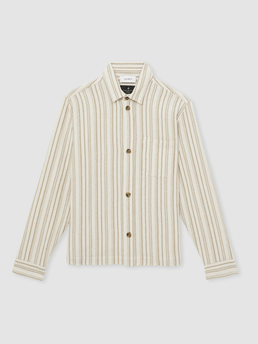 Reiss Les Deux Cotton-Blend Stripe Overshirt in Ivory