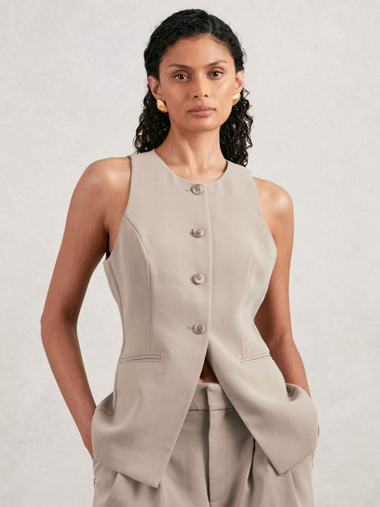 Reiss Luxe Suiting Vest in Beige