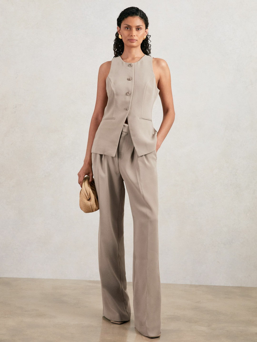 Reiss Luxe Suiting Vest in Beige