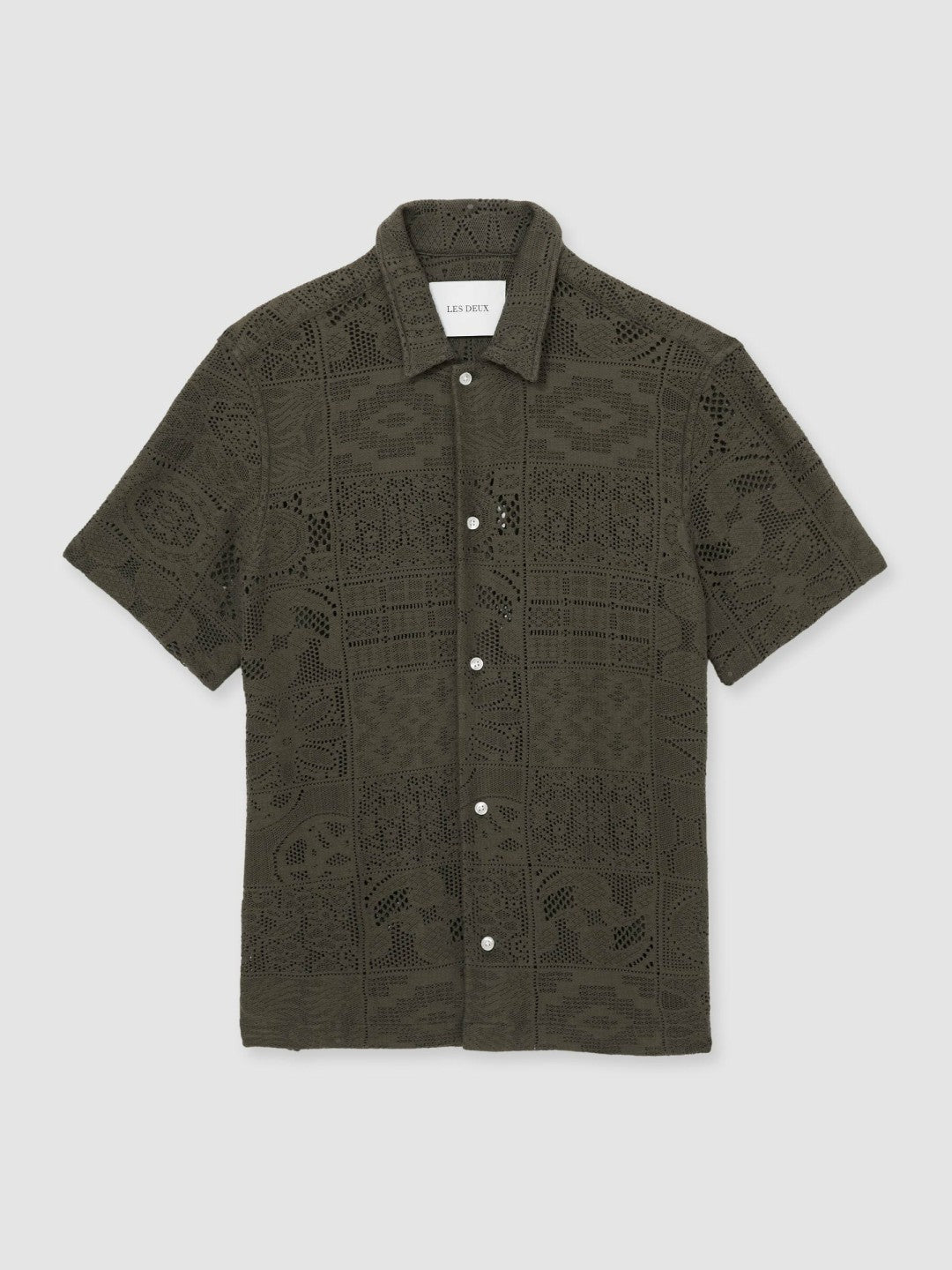 Reiss Les Deux Blend Lace Shirt in Olive Green