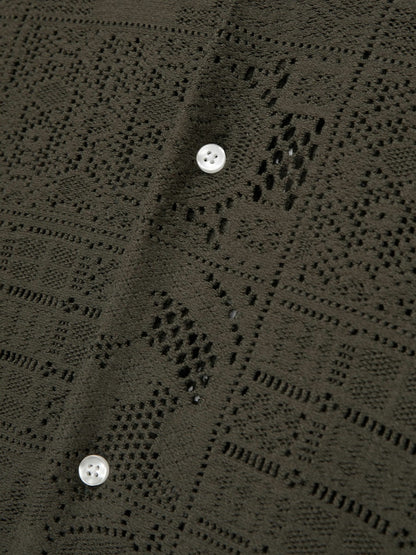 Reiss Les Deux Blend Lace Shirt in Olive Green