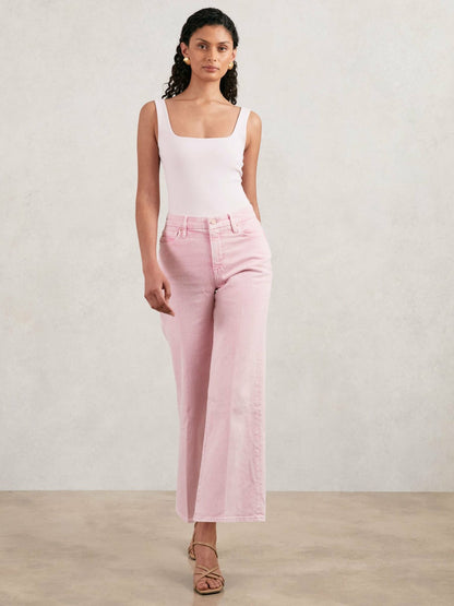 Reiss Cropped Palazzo Jeans in Rose Pink