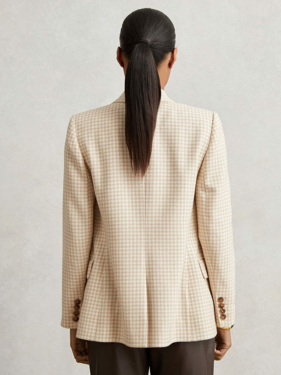 Reiss Double Breasted Check Blazer With Wool in Neutral Check