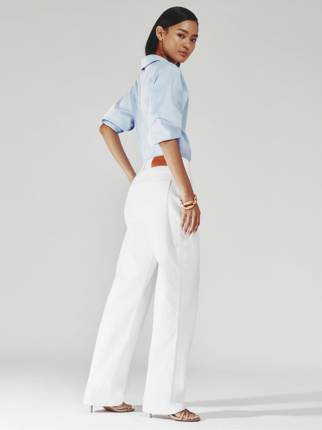 Reiss Petite Straight Leg Turn Up Jeans in White