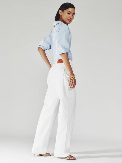 Reiss Petite Straight Leg Turn Up Jeans in White