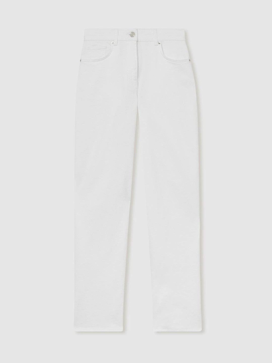 Reiss Petite Straight Leg Turn Up Jeans in White