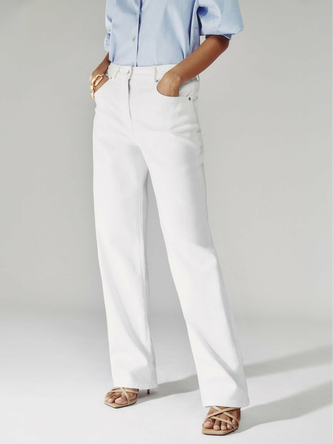 Reiss Petite Straight Leg Turn Up Jeans in White