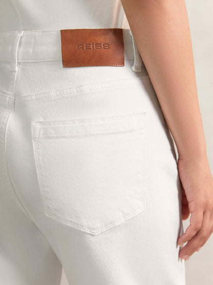 Reiss Petite Straight Leg Turn Up Jeans in White