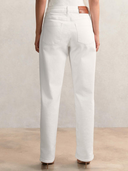 Reiss Petite Straight Leg Turn Up Jeans in White