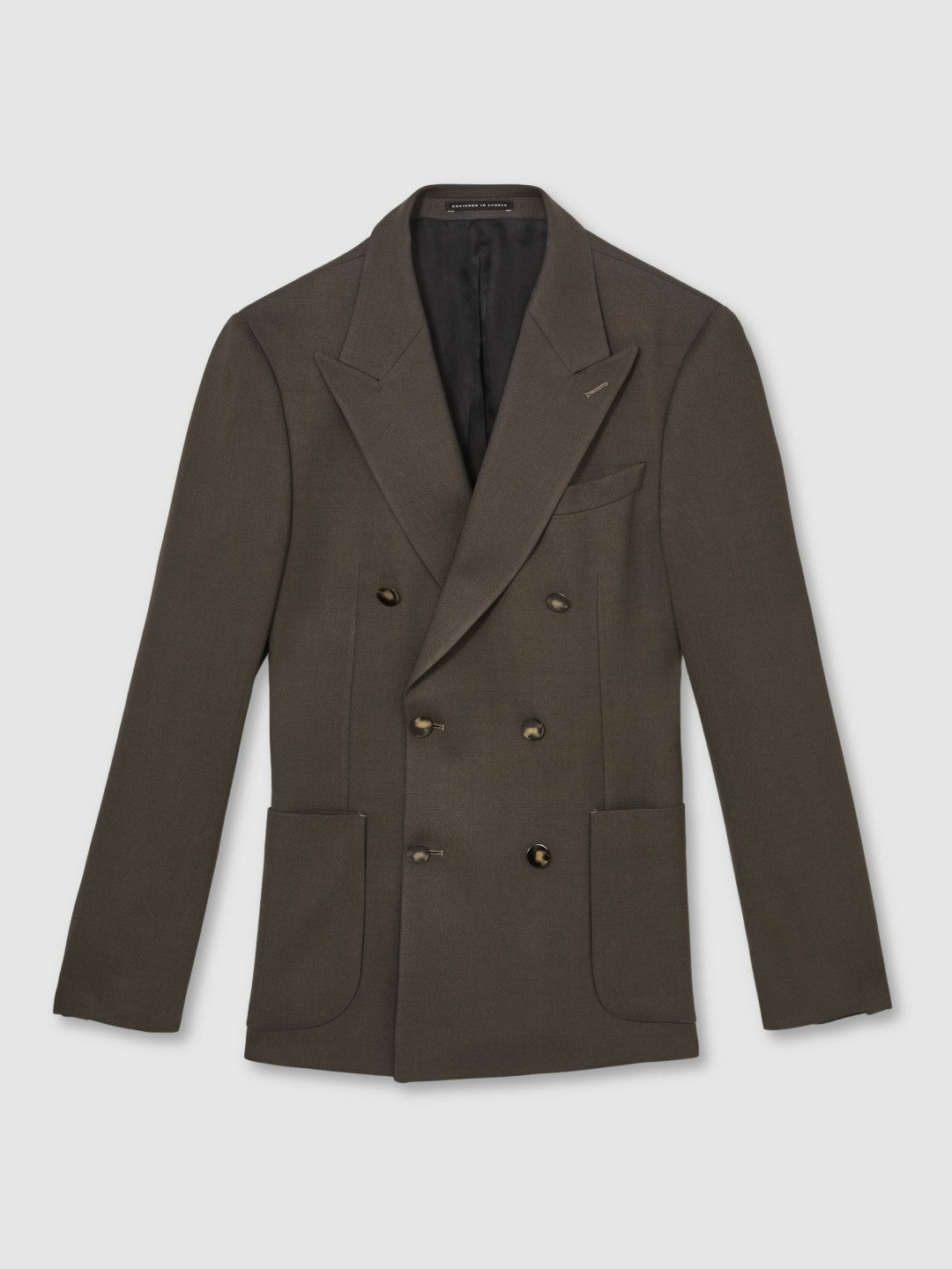 Reiss Slim Fit Double Breasted Suit Blazer in Dark Green
