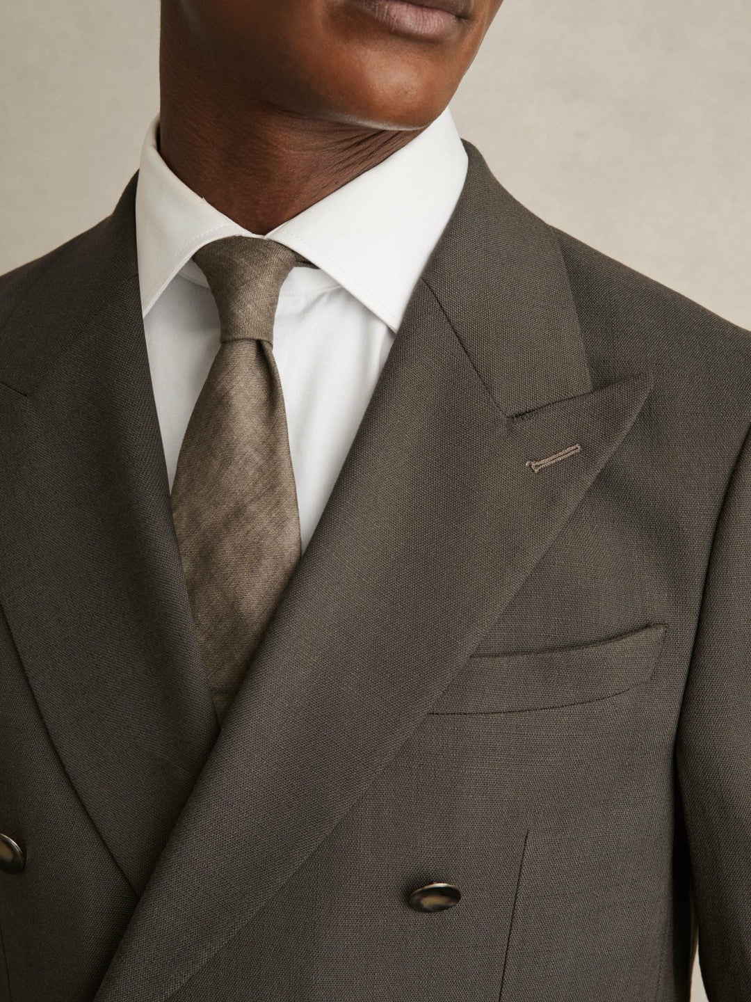 Reiss Slim Fit Double Breasted Suit Blazer in Dark Green