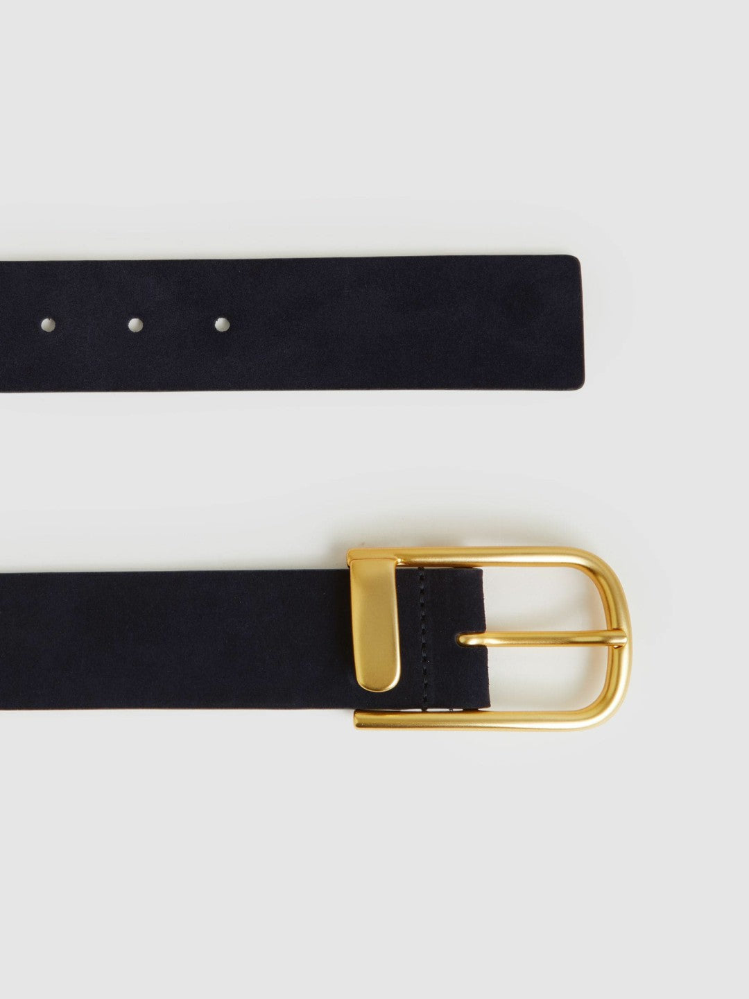Reiss Leather Half Keeper Belt in Navy