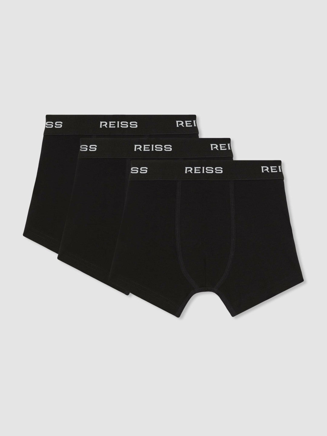 Reiss 3-9 yrs Stretch-Cotton Logo-Waistband Boxer Shorts 3 Pack in Black