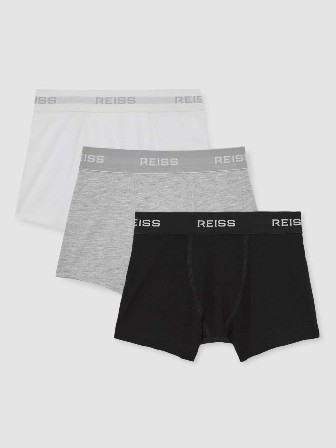 Reiss Stretch-Cotton Boxers 3 Pack in White/Grey/Black