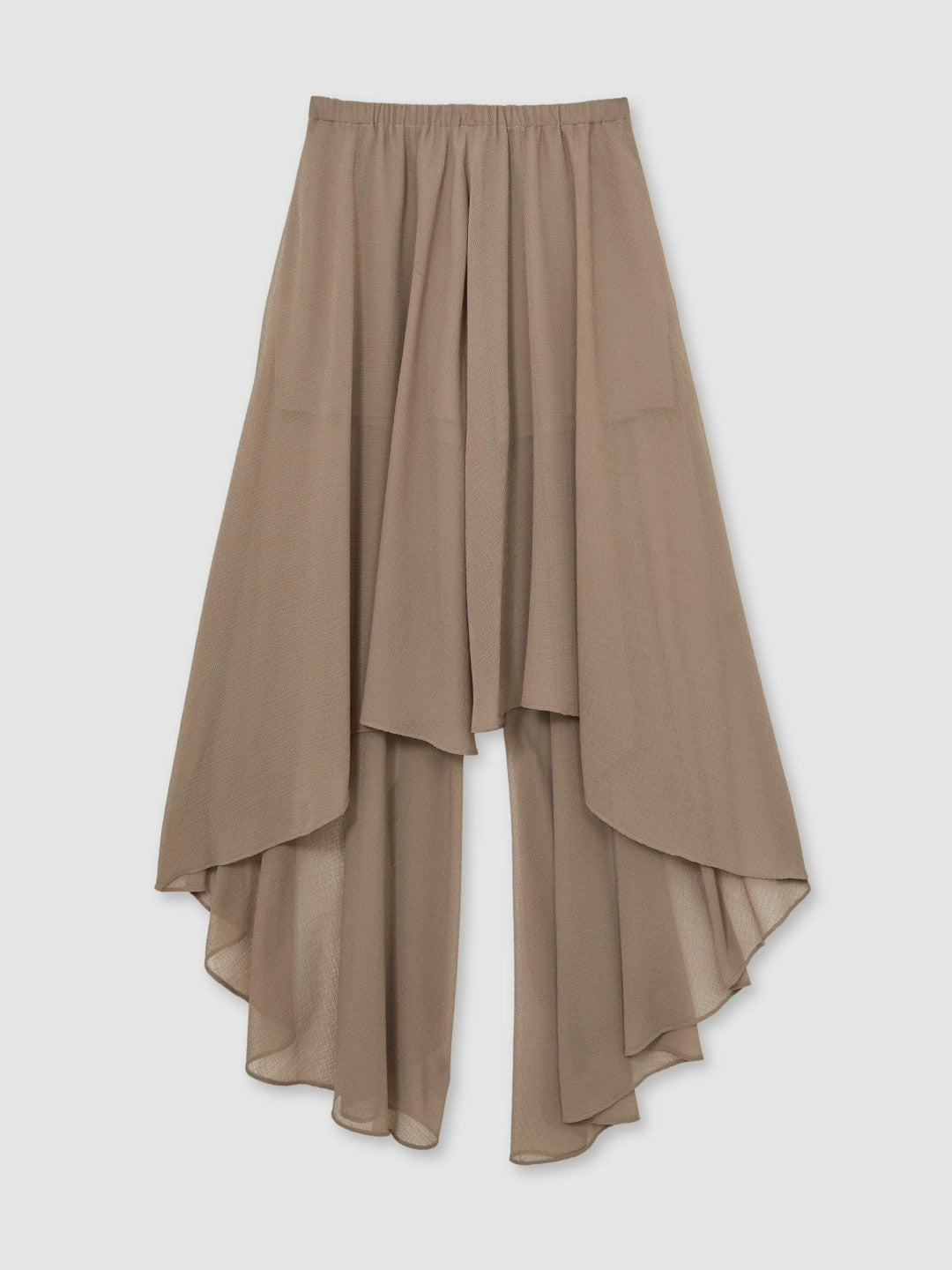 Reiss Petite Sheer-Overlay High-Low Shorts in Mink Neutral