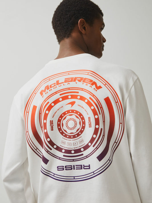 Reiss Unisex Fit McLaren F1 Team Tyre-Print T-Shirt in White
