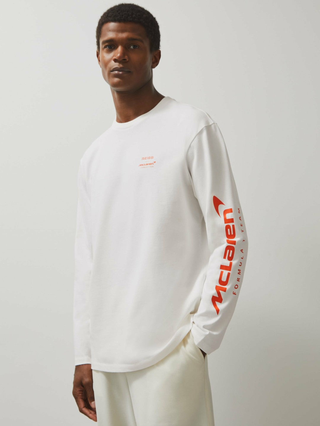 Reiss Unisex Fit McLaren F1 Team Tyre-Print T-Shirt in White